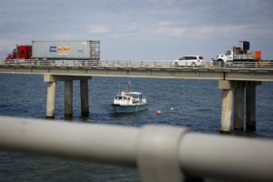 Crofton Diving performs salvage of tractor trailer off the the Chesapeake Bay Bridge Tunnel.