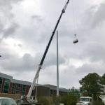 Crofton Crane Rental & Rigging's 90-ton Link-Belt repairs telecommunications tower.