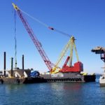 Crofton Crane Rental & Rigging's 600-ton 4600 Manitowoc makes lifts on the Bonner Bridge Replacement Project in North Carolina.
