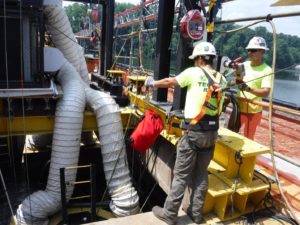 Crofton performs rescue simulation on 100' cofferdam at Conowingo Dam.