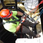 Crofton performs rescue simulation on 100' cofferdam at Conowingo Dam.