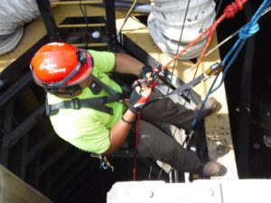 Crofton performs rescue simulation on 100' cofferdam at Conowingo Dam.