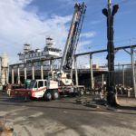 Crofton Crane Rental & Rigging's 75-ton Link-Belt making lifts for Surry Ferry in Norfolk, VA.